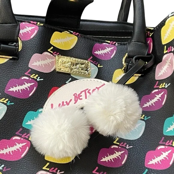 Betsey Johnson Luv Multicolor Bag Lips Kisses Crossbody Purse Cloud/Rainbow Tag - Picture 9 of 16